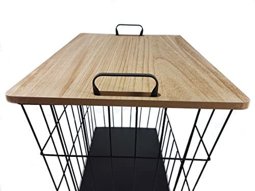 Holz Deckel Metall Korb Tisch Couchtisch Sofatisch Design Beistelltisch 