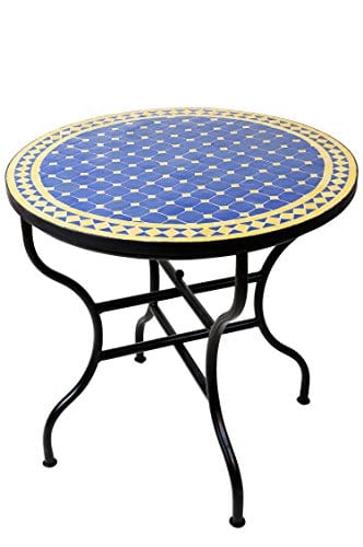 Mosaiktisch schwarzer Metalltisch Gartentisch mit Blumen-Muster rund für Balkon 