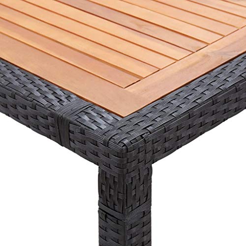 Tisch Gartentisch Esstisch Balkontisch Gartenmöbel Polyrattan braun und Holz 