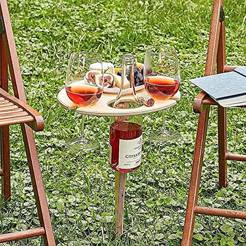 Tragbarer Weintisch im Freien Klappbarer Strand-Picknicktisch mit Flaschenhalter 