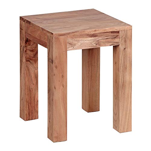 Boho Beistelltisch Holz Nachttisch Tisch Beige Braun Couchtisch Rund Lackiert